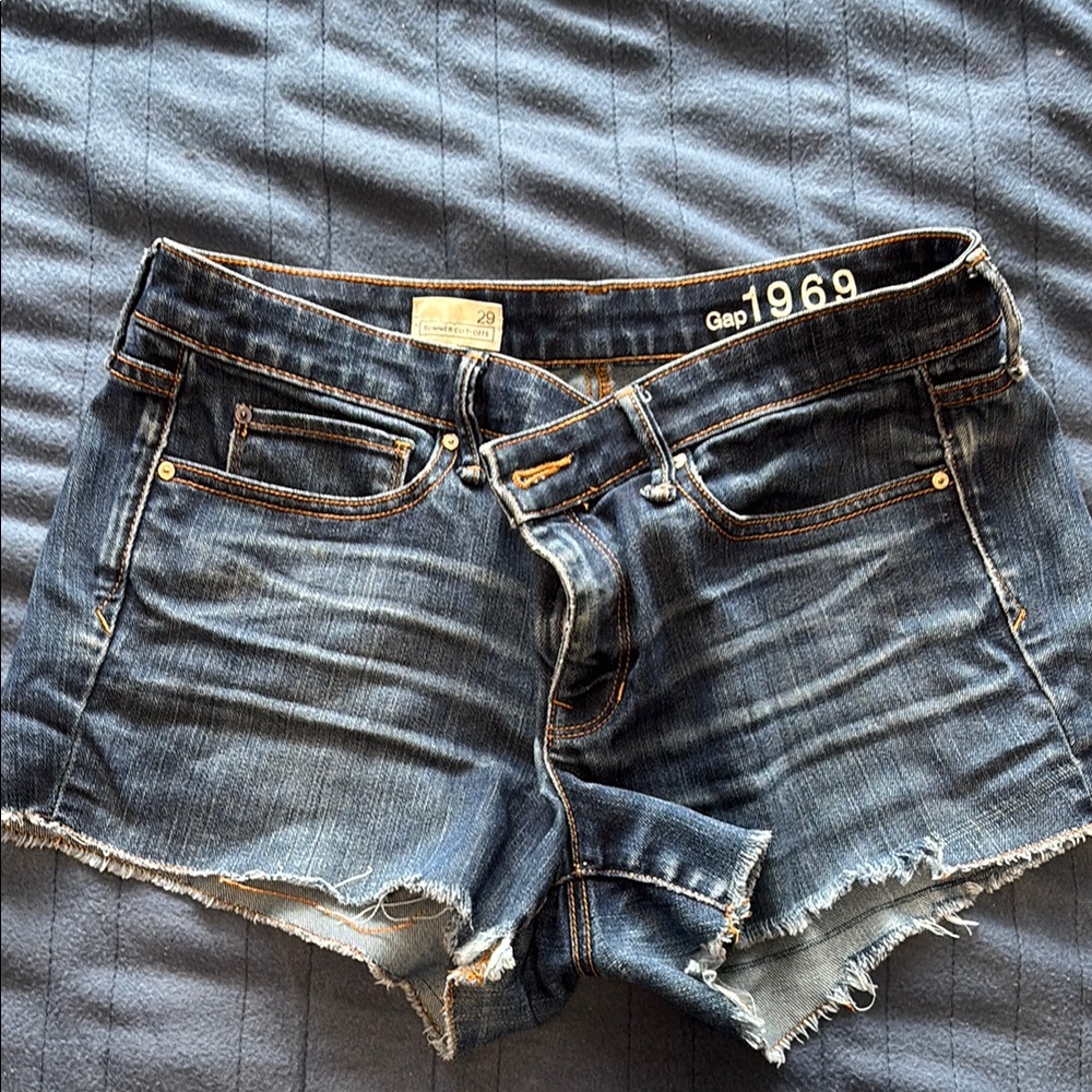 GAP Blue Jean Shorts with Frayed Edges